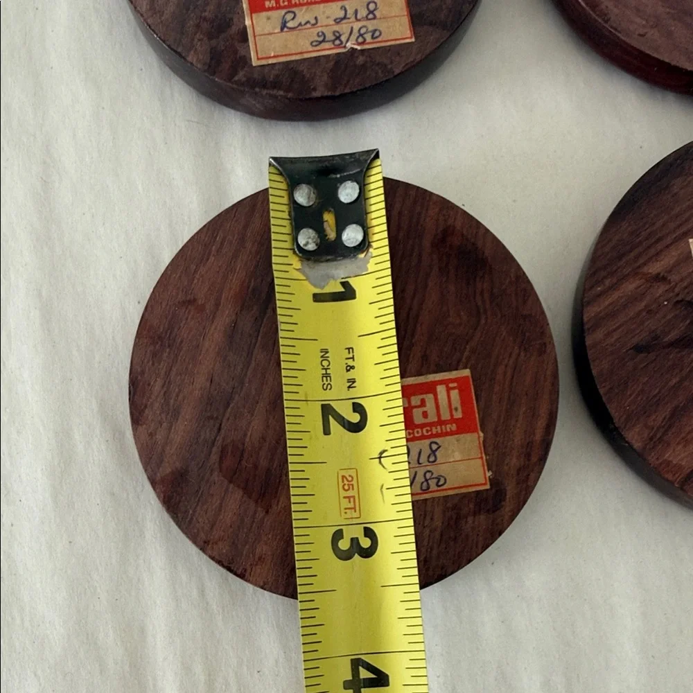 Vintage 4 Gold Metal and Wood Coasters